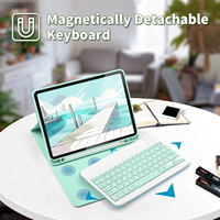 Étui Clavier Détachable pour iPad Pro 11 Pouces 1/2/3/4 avec Support pour Apple Pencil, Housse Intelligente à Fonction Veille/Réveil Automatique pour Tablette M4