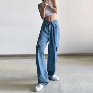 Customized 2025 New Arrival V High Waist Cargo Pants Loose Baggies With logo Jeanswomen Baggy Jeans Homme - Product Image 5