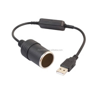 DC5V Transfer V Hembra a Cable de cigarrillo de coche Cargador de coche Hembra ToUSB Tipo-A Cable hembra