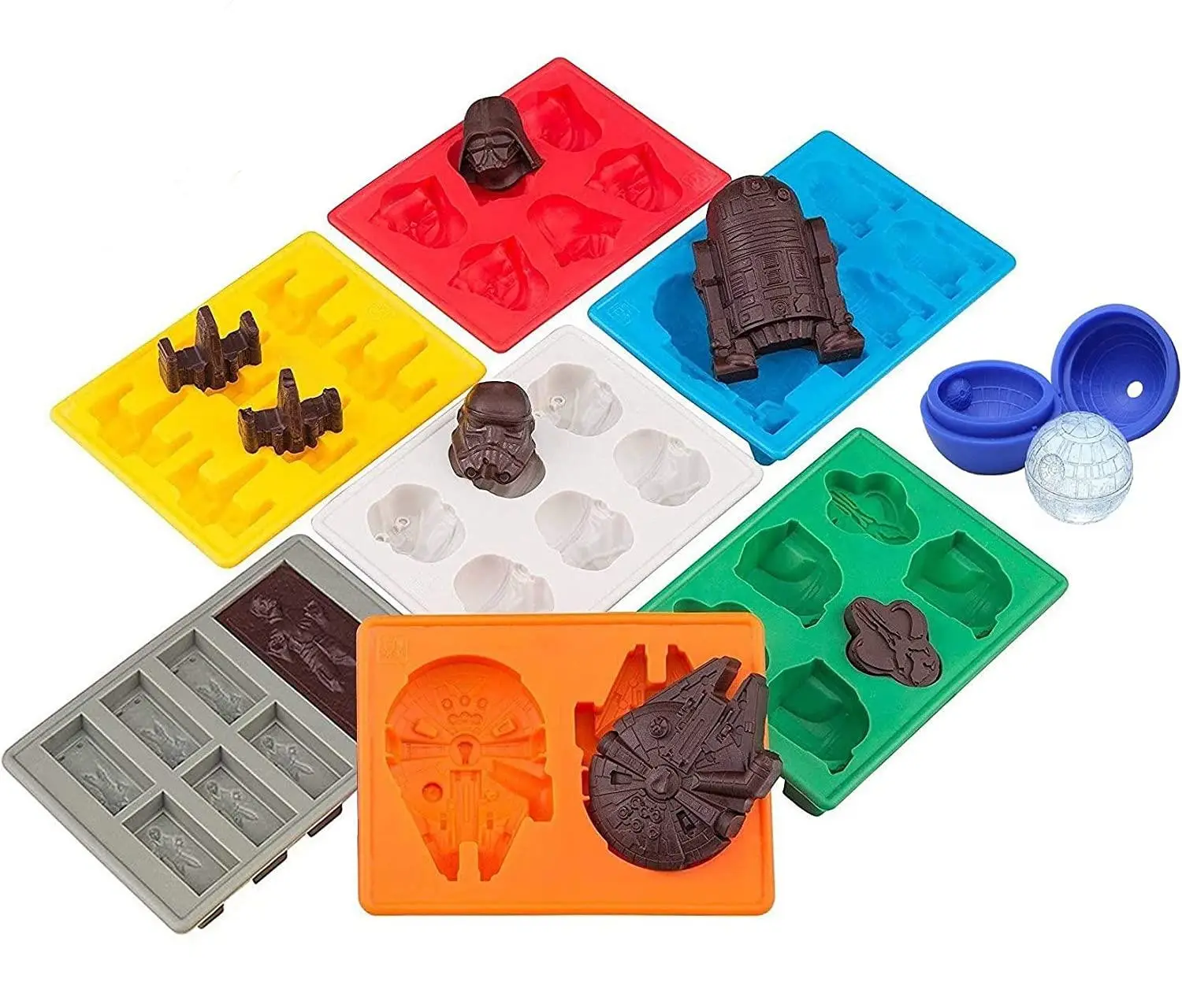 Cubitos de hielo de Star Wars, bandeja antiadherente reutilizable de silicona para Chocolate, 8 juegos, directo de fábrica