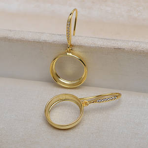 Pendientes Minimalistas de Plata S925 con Gancho, Bandeja Vacía para Perla de 13.5mm, Joyería Semiterminada, Accesorios DIY para Uso Diario para Mujer - Product Image 1