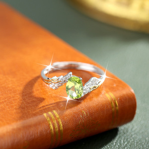 9 Anillos Ajustables con Alas de Ángel de Piedra Natural de Corte Ovalado de 5*7mm, Plata de Ley 925, Chapado en Oro de 18K, Joyería para Mujer - Product Image 5