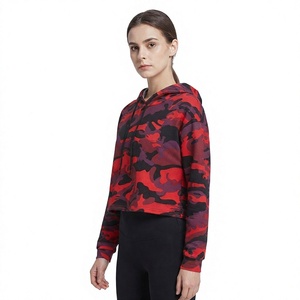 Sweat-shirt à capuche court unisexe rouge imprimé numérique, pull tricoté respirant à manches longues pour l'hiver, style streetwear - Product Image 3