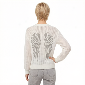 Maglione da Donna <span class=keywords><strong>con</strong></span> Intarsio a <span class=keywords><strong>Ali</strong></span>, Maniche Lunghe e Collo Rotondo - Product Image 3