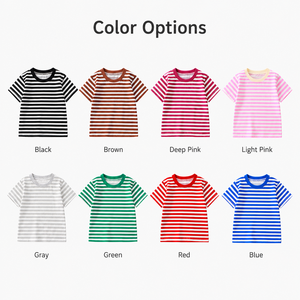 T-shirt a Righe in Cotone per Bambini, Manica Corta, Girocollo, Estivo, Casual, per <span class=keywords><strong>Ragazzi</strong></span> e Ragazze, <span class=keywords><strong>Abbigliamento</strong></span> Trendy per Bambini all'Ingrosso - Product Image 1