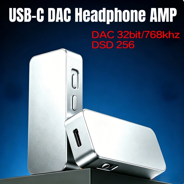 Custom Logo Portable Hifi Audio Headphone Amplifier Adapter DAC 32bit/768khz with 3.5mm & 4.4mm Port for Travel Daily Life