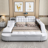 Modernes Tatami Leder Smart Bed Multifunktion ale große King Size Wohn möbel für Haupt schlafzimmer Luxus rahmen MDF Soft Bed Neu