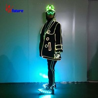 Tenue lumineuse LED à fibres optiques Cyber Hip Hop pour spectacle sur scène, soirée en boîte de nuit, performance de danse, événement, cosplay