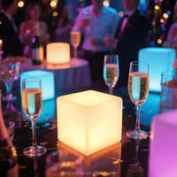 Chaises Cubes Lumineux LED en Plastique, Chaises de Salle à Manger et de Bar, Mobilier de Bar Commercial Européen à Technologie LED Moderne pour Ensemble de Repas Extérieur