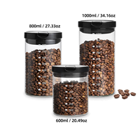 3'lü Cam Saklama Kavanozları Seti Tek Yönlü Valfli Kapak 600-1000ml / 20.49-34.16oz Kahve Çay Kileri için Borosilikat
