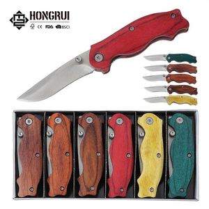 Cuchillo de Bolsillo Pequeño con Mango de Madera y Diamantes de Varios Colores, 3cr13, Cuchillo Plegable Mini para Pelar Frutas, Regalos Promocionales, Juego de Cuchillos para Exteriores - Product Image 1