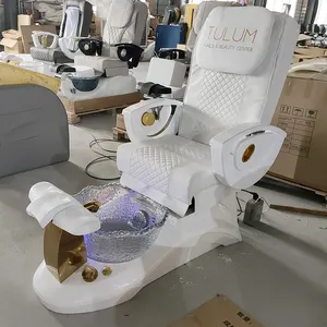Tırnak salonu mobilyası ekipmanları beyaz altın elektrikli uzanmış masaj manikür ayak Spa lüks pedikür sandalyeler