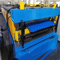 Máquina perfiladora de paneles de teja metálica de doble capa con control PLC, motor, bomba y rodamientos
