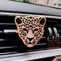 Diffuseur d'huiles essentielles pour voiture Q-102, clip de parfum pour grille d'aération, design créatif léopard en cristal, désodorisant et aromathérapie automobile