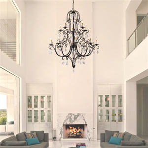 New Design European Design Elegant Villa Loft Stair Big Candle K9 Crystal Black <b>Chandelier</b> Lighting - Product Image 5