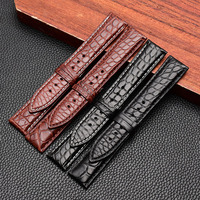 Bracelet Smartwatch Vintage Rétro en Cuir de Crocodile Véritable Fait Main Souple 20mm 22mm Boucle Papillon en Acier Inoxydable Bracelet de Luxe