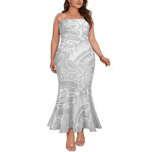 Bianco Sunday lunga tromba senza spalline sirena Sexy polinesiano samoano stile tribale Personaliity moda lavabile lungo fino al pavimento - Product Image 6