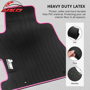 Alfombrillas de goma estilo IKON para Honda Civic 2006-2011, alfombra negra y borde rosa con logotipo IKON, impermeables - Product Image 3