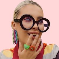 Lunettes anti-lumière bleue pour femmes, monture ronde moderne, monture large, monture de lunettes de vue tendance
