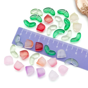 Colored Glass <b>Leaf</b> Pendant Half Moon Shape For Bracelet Making DIY Jewelry Accessories - Product Image 3