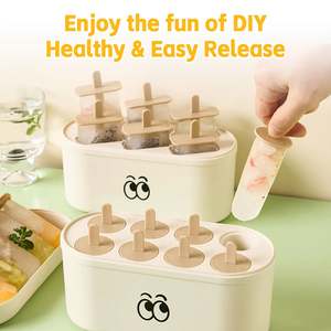 Molde para Helados Caseros, Moldes para Paletas de Hielo de Grado Alimenticio Fáciles de Desmoldar para Niños, Moldes Redondos y Rectangulares para Helados con Contenedor - Product Image 6