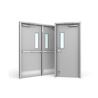 Personnalisé Commercial Évalué Creux En Métal Nouveau Blanc Mat Couloir Sécurité Sortie En Acier Feu Double Porte Avec Panneaux De Verre