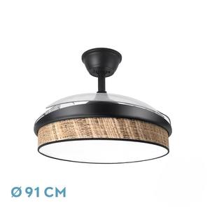 Ventilateur DC 72W noir/gris foncé, 91d, 3 pales, 7200lm, 3000-4000-6000k, avec télécommande, mémoire et minuterie ; idéal - Product Image 1