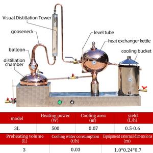 Olla de cobre de <span class=keywords><strong>3</strong></span> litros todavía equipo de destilación de vapor para brandy whisky - Product Image 3