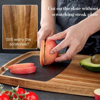 Papan Pemotong Batu Akasia, Papan Pemotong Keju Kayu, Papan Pemotong Steak dan Sayuran, Nampan Sajian dengan Logo yang Dapat Disesuaikan