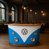 Comptoir de bar en bois massif industriel |   Ensemble de mobilier de bar commercial pour hôtels, sous-sols et salles à manger |   Design antique AKKU ART
