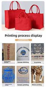 Customized Red Premium Durable Tote <b>Bags</b> Promotions Jute Promotion Custom Logo Advertising - Product Image 4