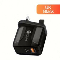 Chargeurs muraux USB C avec prise EU, UK, US, double port QC 3.0 et PD 18W