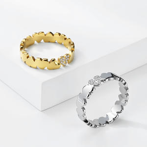 Heart Shape <b>Titanium</b> Steel <b>Ring</b> With Micro Pave Diamonds For Women Gift Jewelry - Product Image 1