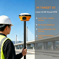 Receptor GNSS de Alta Precisión Hi Target V5 con Láser y Doble Cámara, el Más Económico para Topografía Profesional con Receptor de Inclinación IMU RTK