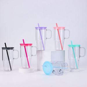 Starlii <span class=keywords><strong>2025</strong></span> mới 16oz màu đôi tường tái sử dụng cứng rõ ràng số lượng lớn Nhựa Acrylic ly Tumbler với xử lý có nắp đậy và ống hút - Product Image 1