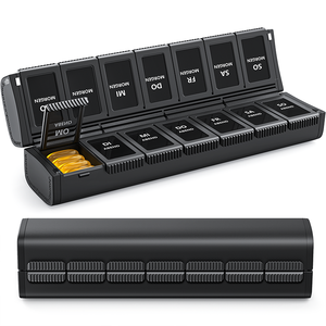 Black Magnetic Foldable Design Compact Medication AM PM Pill Organizer ABS PP Magnet For Fish Oil Capsule Keeping - Product Image 1