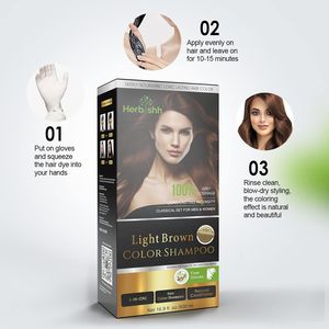 Herbishh Shampoo Colorante 3-in-1 da 500ml, Tinta Magica <span class=keywords><strong>per</strong></span> <span class=keywords><strong>Capelli</strong></span> Grigi, Colore Duraturo in Minuti, Crema Marrone Scuro Senza Ammoniaca <span class=keywords><strong>per</strong></span> Uso Domestico - Product Image 1