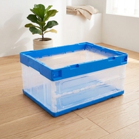 Caisse en plastique transparente rectangulaire pliable empilable recyclable en PP, boîte solide, conteneur de transport et de manutention