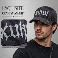 Casquette de baseball camouflage vieillie avec logo personnalisé, casquette trucker déchirée, broderie 3D en relief, casquette gothique, une image, réplique 100%, MOQ 50
