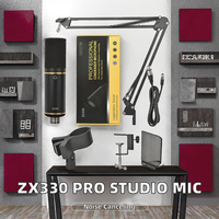 ZX330 Nouveau microphone XLR 48V professionnel pour studio d'enregistrement, microphone à condensateur, réduction du bruit, métal, diffusion sur ordinateur portable
