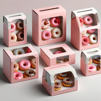 Boîtes en papier transparentes roses biodégradables personnalisables pour l'emballage de gâteaux, aliments, beignets et sushis, boîte à chocolat biodégradable avec logo