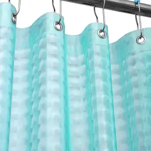 3D冰块设计100% peva防霉防水蓝色浴帘衬里71 * 71英寸浴帘