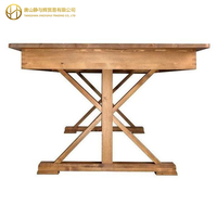 Table de ferme en bois de pin massif rectangulaire à pieds en X rustique antique 96 pouces x 40 pouces 8 pieds