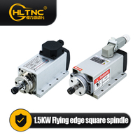 Moteur de broche CNC HLTNC carré 1,5 kW, refroidissement par air, ER11, 220 V, 24 000 tr/min, montage facile, haute rigidité pour le travail du bois et la gravure