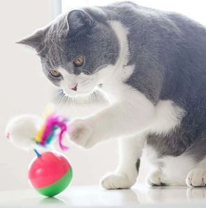 Jouet de souris de style moderne pour animaux de compagnie jouet interactif avec baguette en plumes souris en peluche de couleur aléatoire pour chats - Product Image 2