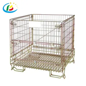 Heavy Duty Wire Mesh Pallet Merchandise Warehouse Wire Cage Metal Box Storage Container for Logistics Industry