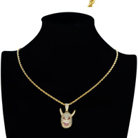 Collier pendentif bête cornée, bijoux streetwear hip-hop pour rappeurs