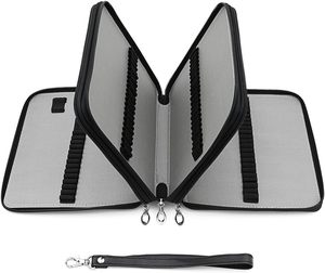 Astuccio Portamatite in Pelle PU con 120 Scomparti e Cerniera, Borsa Portatile da Viaggio per Penne da Disegno con Manico e Tracolla per Artisti Adulti - Product Image 4