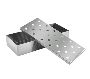 Rust Resistant Steel Utensil Charcoal Grill Bacon Box Wood Chip Bbq Smoker Box