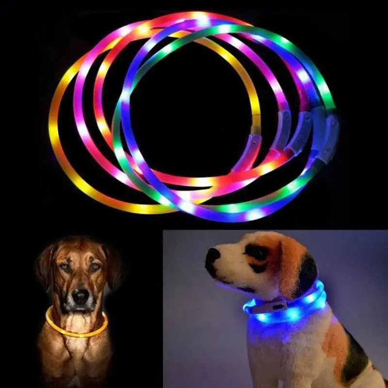 Şarj edilebilir yanıp sönen gece köpek tasmaları USB aydınlık pet yaka led ışık USB şarj